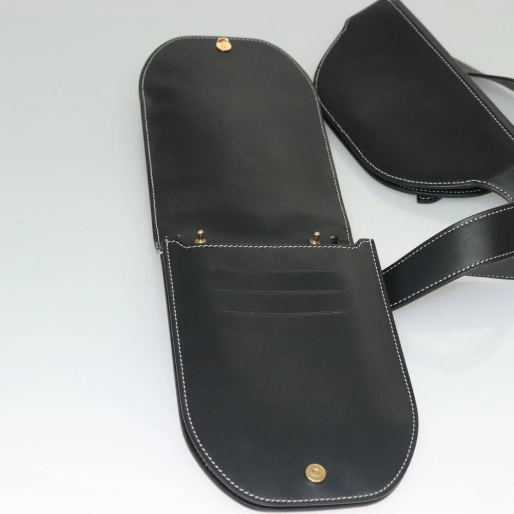 BURBERRY Waist Bag Leather Black Gold Auth bs27391 - Picture 9 of 16